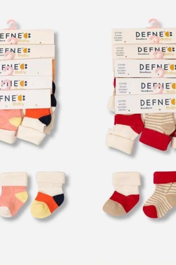 Underwear - Socks - Pajamas - 36 Çift Yeni Doğan Çorap 1064-DFNB-K027-21 - Brand: Defne - Women & Kids, Baby Clothes Wholesale - Globality Store