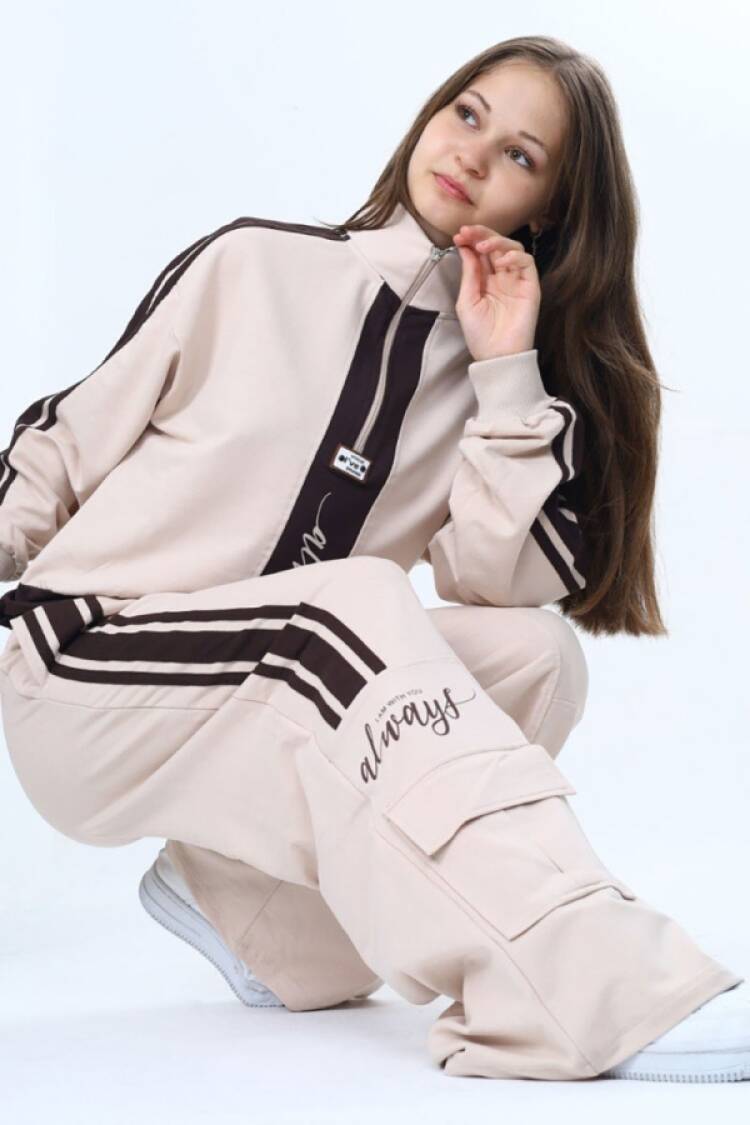 Girls' Suits - B1 - Always Baskılı Kız Takım - Brand: VIZVIZ - Women & Kids, Baby Clothes Wholesale - Globality Store