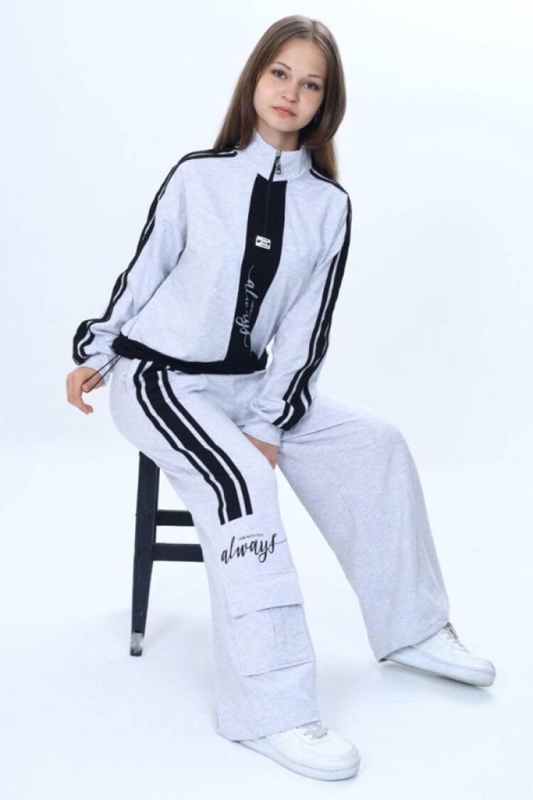 Girls' Suits - B1 - Always Baskılı Kız Takım - Brand: VIZVIZ - Women & Kids, Baby Clothes Wholesale - Globality Store