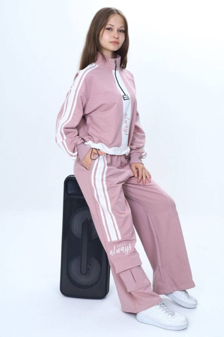 Girls' Suits - B1 - Always Baskılı Kız Takım - Brand: VIZVIZ - Women & Kids, Baby Clothes Wholesale - Globality Store