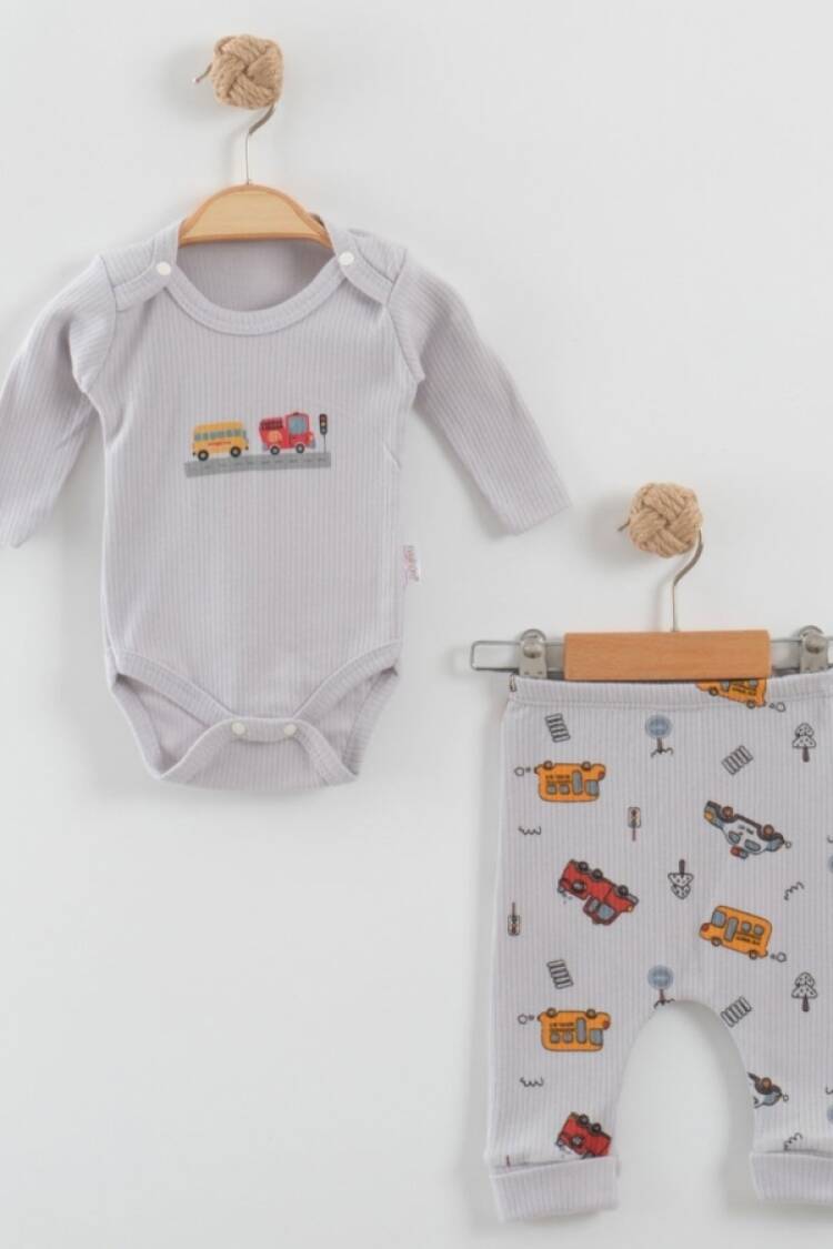 Baby Sets - B1 - Araba Baskılı Raporlu Erkek Bebe Takım - Brand: NAYINOM - Women & Kids, Baby Clothes Wholesale - Globality Store