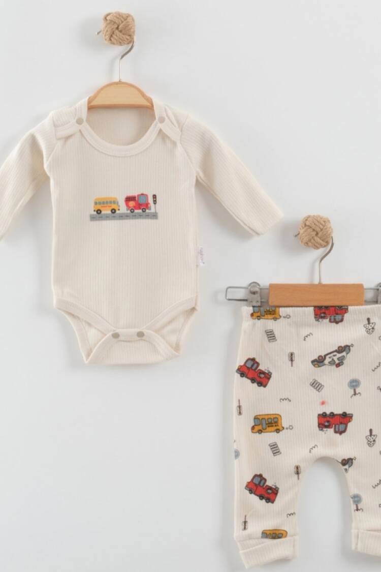 Baby Sets - B1 - Araba Baskılı Raporlu Erkek Bebe Takım - Brand: NAYINOM - Women & Kids, Baby Clothes Wholesale - Globality Store