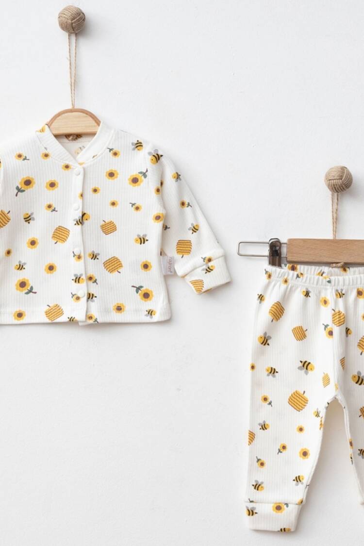 Baby Sets - B1 - Arı Desenli Raporlu Kız Bebe Pijama Takım - Brand: NAYINOM - Women & Kids, Baby Clothes Wholesale - Globality Store