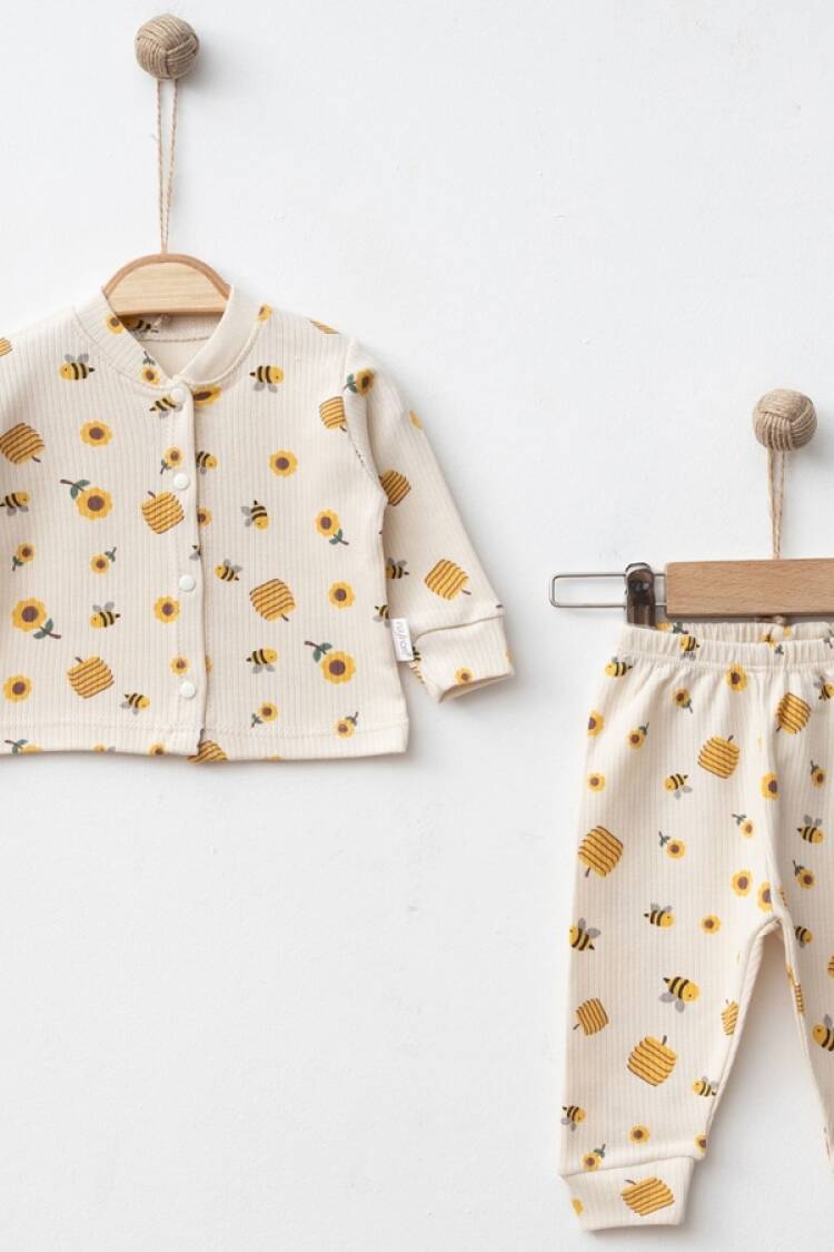 Baby Sets - B1 - Arı Desenli Raporlu Kız Bebe Pijama Takım - Brand: NAYINOM - Women & Kids, Baby Clothes Wholesale - Globality Store