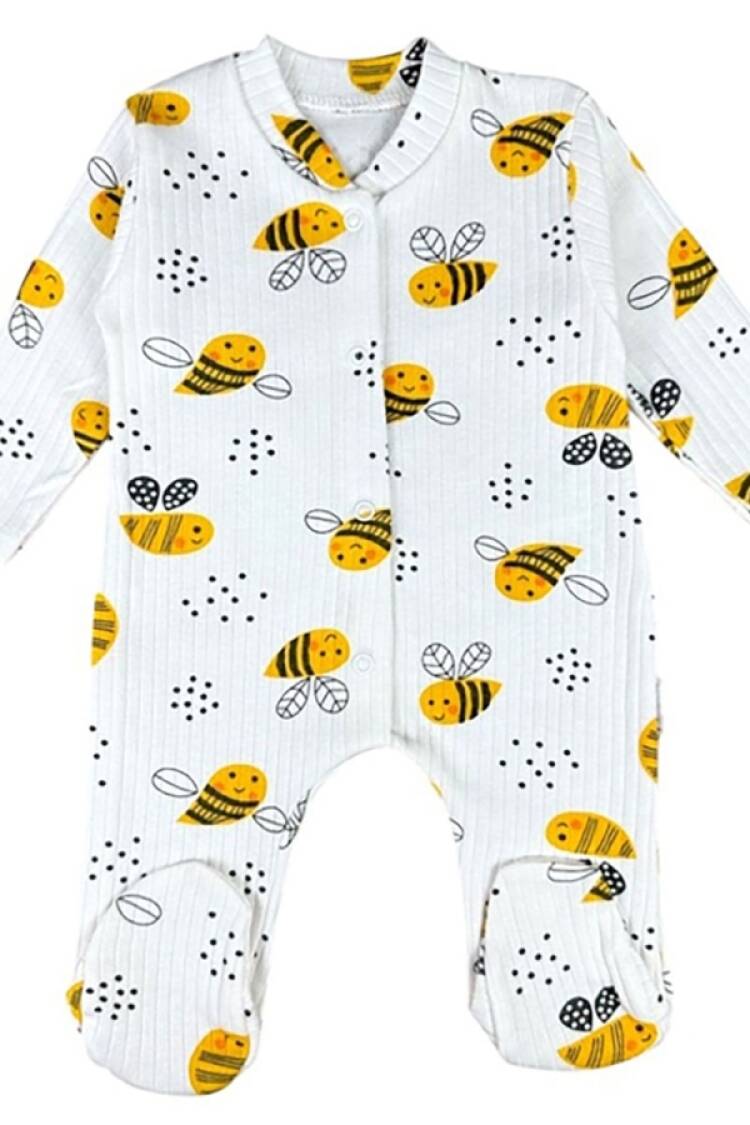 Baby Rompers and Overalls - B1 - Arı Desenli Raporlu Patikli Kız Bebe Tulum - Brand: SÜPERMİNİ - Women & Kids, Baby Clothes Wholesale - Globality Store