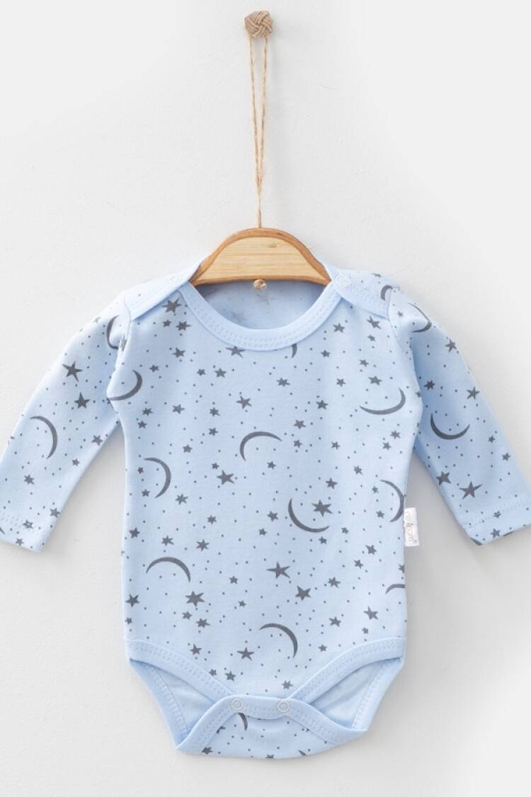 Baby Tops - B1 - Ay Yıldız Desenli Çıtçıtlı Badi - Brand: NAYINOM - Women & Kids, Baby Clothes Wholesale - Globality Store