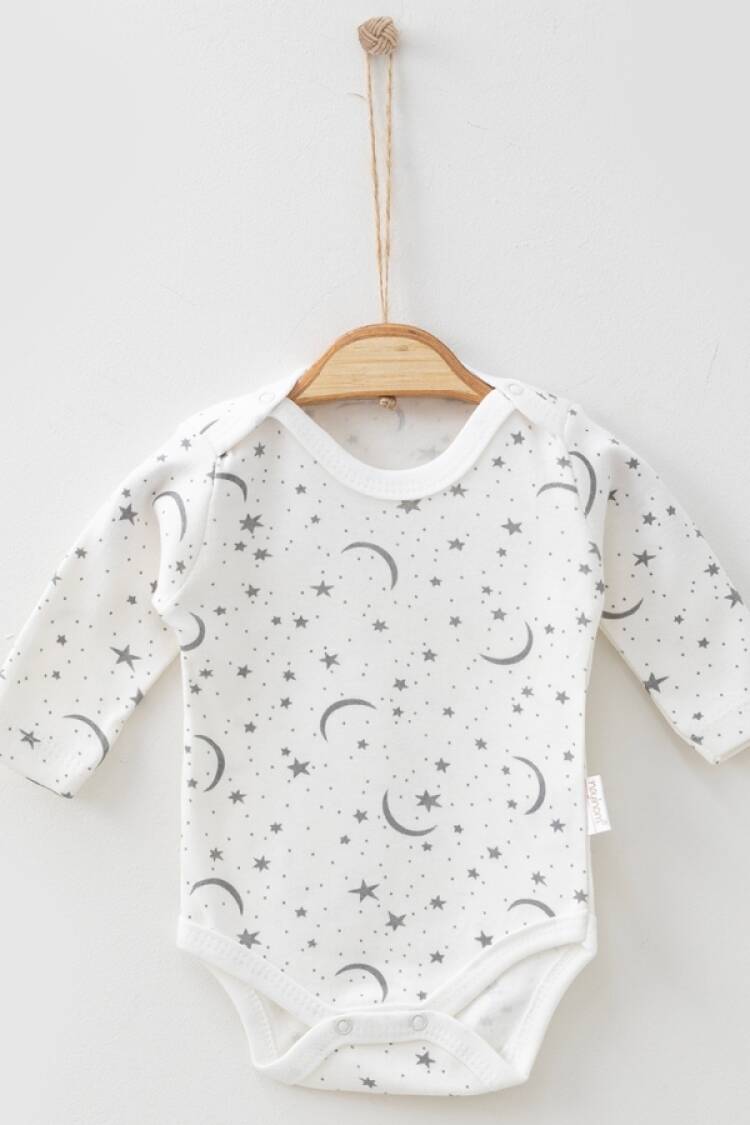 Baby Tops - B1 - Ay Yıldız Desenli Çıtçıtlı Badi - Brand: NAYINOM - Women & Kids, Baby Clothes Wholesale - Globality Store
