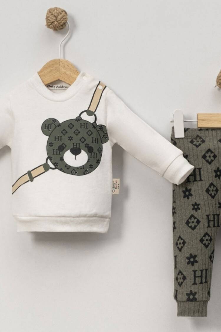 Baby Sets - B1 - Ayıcık Baskılı Erkek Bebe Takım - Brand: CAYZEN - Women & Kids, Baby Clothes Wholesale - Globality Store