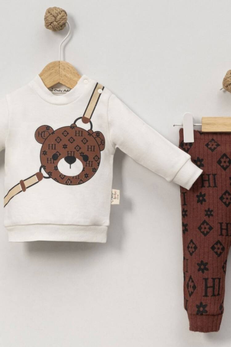 Baby Sets - B1 - Ayıcık Baskılı Erkek Bebe Takım - Brand: CAYZEN - Women & Kids, Baby Clothes Wholesale - Globality Store
