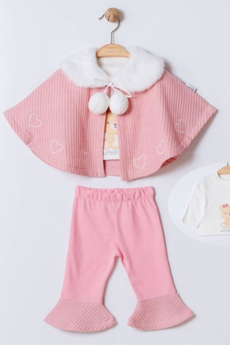 Baby Sets - B1 - Ayıcık Baskılı Kız Polarlı Takım - Brand: ELCİ BABY - Women & Kids, Baby Clothes Wholesale - Globality Store