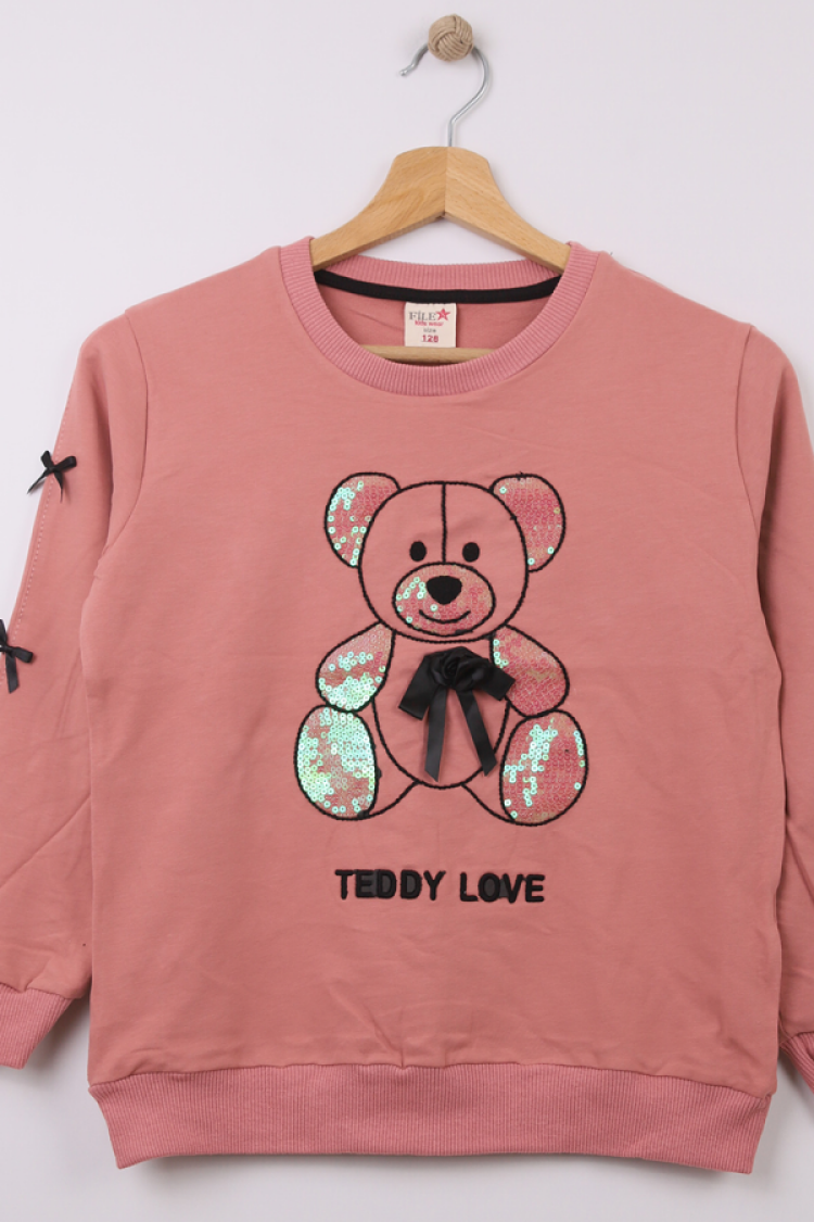 Girls' Tops - B1 - Ayıcık Baskılı Kız Sweat - Brand: STAR FİLE - Women & Kids, Baby Clothes Wholesale - Globality Store