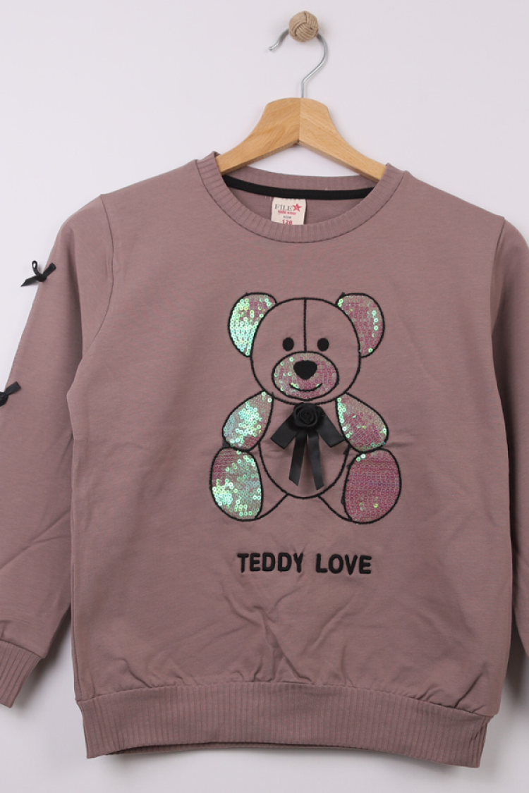 Girls' Tops - B1 - Ayıcık Baskılı Kız Sweat - Brand: STAR FİLE - Women & Kids, Baby Clothes Wholesale - Globality Store