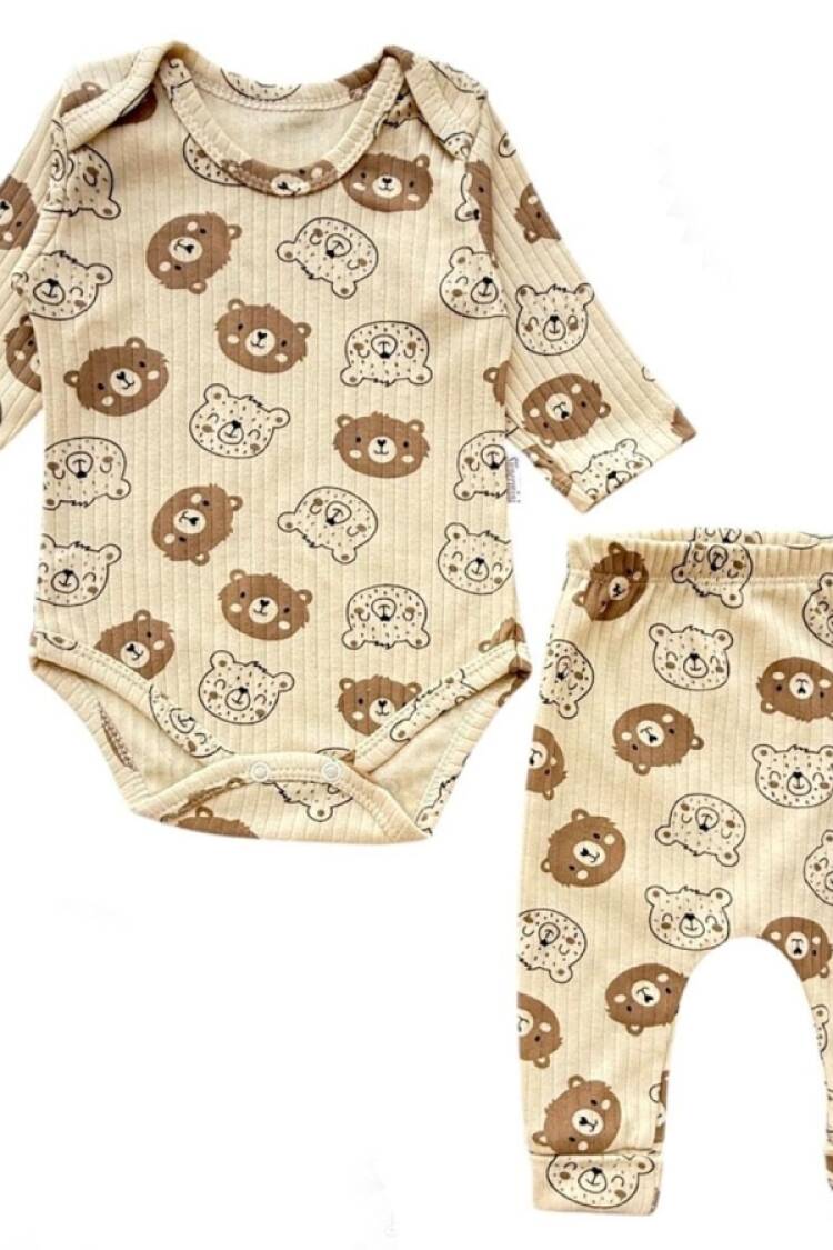 Baby Sets - B1 - Ayıcık Desenli Erkek Bebe Takım - Brand: SÜPERMİNİ - Women & Kids, Baby Clothes Wholesale - Globality Store