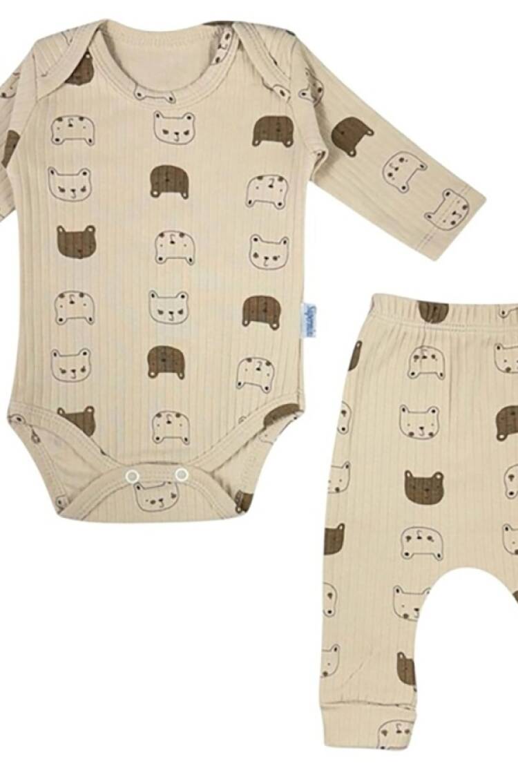 Baby Sets - B1 - Ayıcık Desenli Erkek Bebe Takım - Brand: SÜPERMİNİ - Women & Kids, Baby Clothes Wholesale - Globality Store
