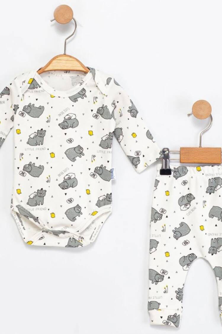 Baby Sets - B1 - Ayıcık Desenli Erkek Bebe Takım - Brand: SÜPERMİNİ - Women & Kids, Baby Clothes Wholesale - Globality Store