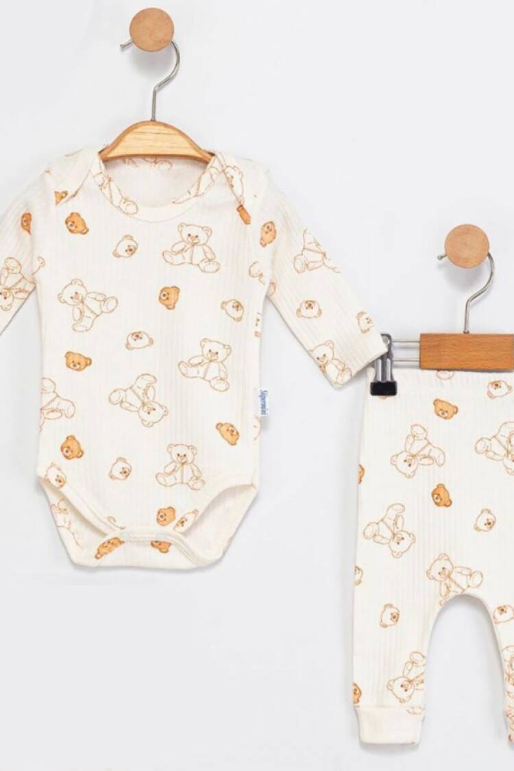 Baby Sets - B1 - Ayıcık Desenli Erkek Bebe Takım - Brand: SÜPERMİNİ - Women & Kids, Baby Clothes Wholesale - Globality Store