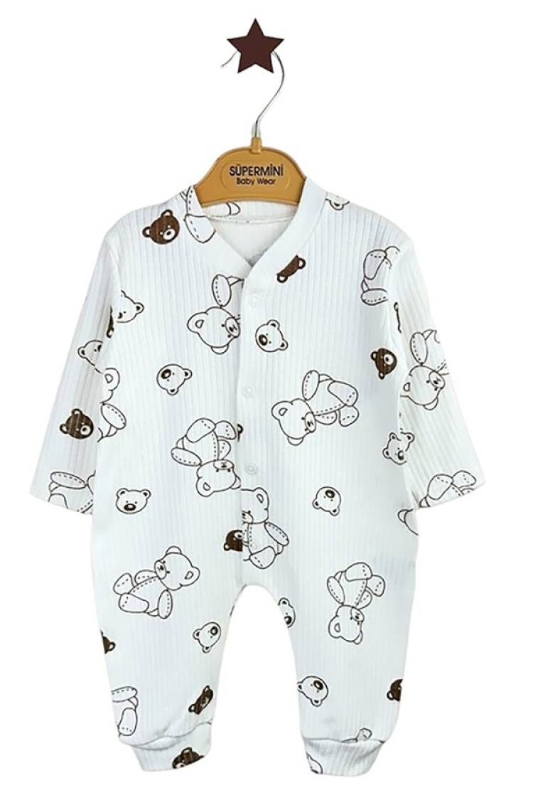 Baby Rompers and Overalls - B1 - Ayıcık Desenli Erkek Bebe Tulum - Brand: SÜPERMİNİ - Women & Kids, Baby Clothes Wholesale - Globality Store