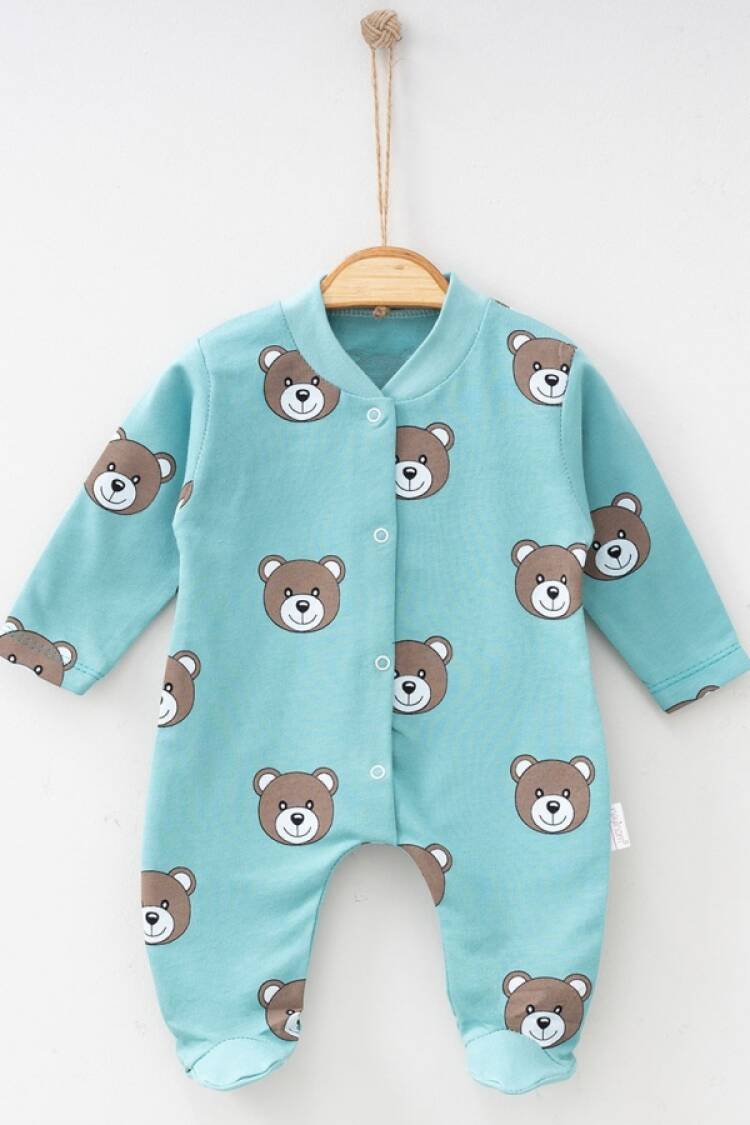 Baby Rompers and Overalls - B1 - Ayıcık Desenli Patikli Unisex Tulum - Brand: NAYINOM - Women & Kids, Baby Clothes Wholesale - Globality Store