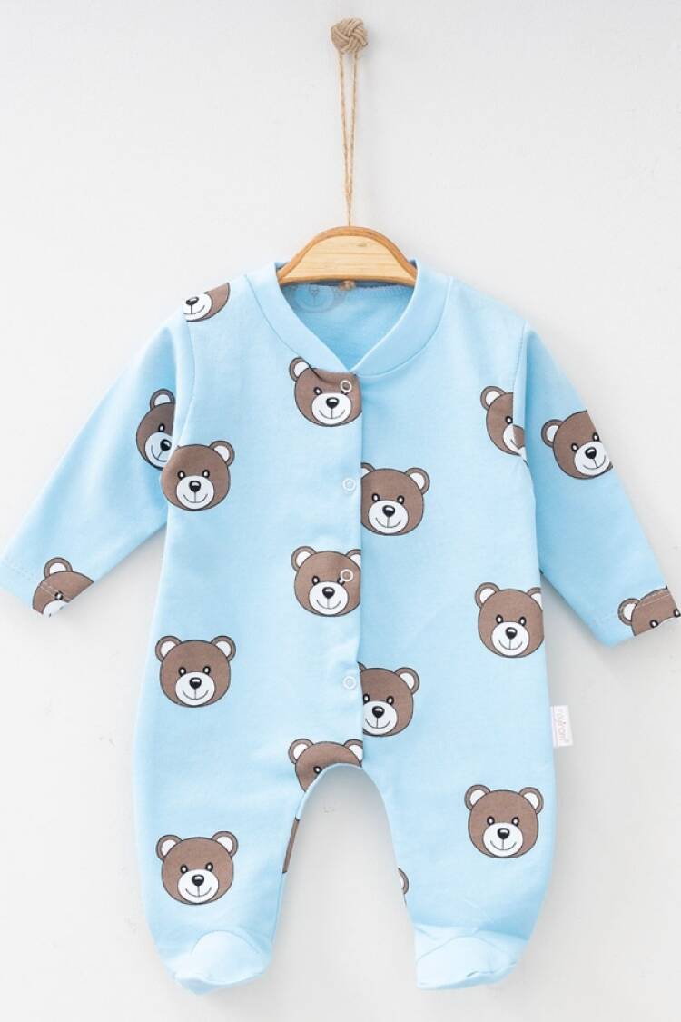 Baby Rompers and Overalls - B1 - Ayıcık Desenli Patikli Unisex Tulum - Brand: NAYINOM - Women & Kids, Baby Clothes Wholesale - Globality Store