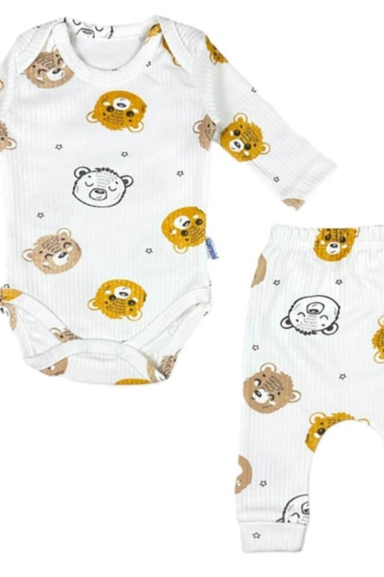 Baby Sets - B1 - Ayıcık Desenli Raporlu Erkek Bebe Takım - Brand: SÜPERMİNİ - Women & Kids, Baby Clothes Wholesale - Globality Store