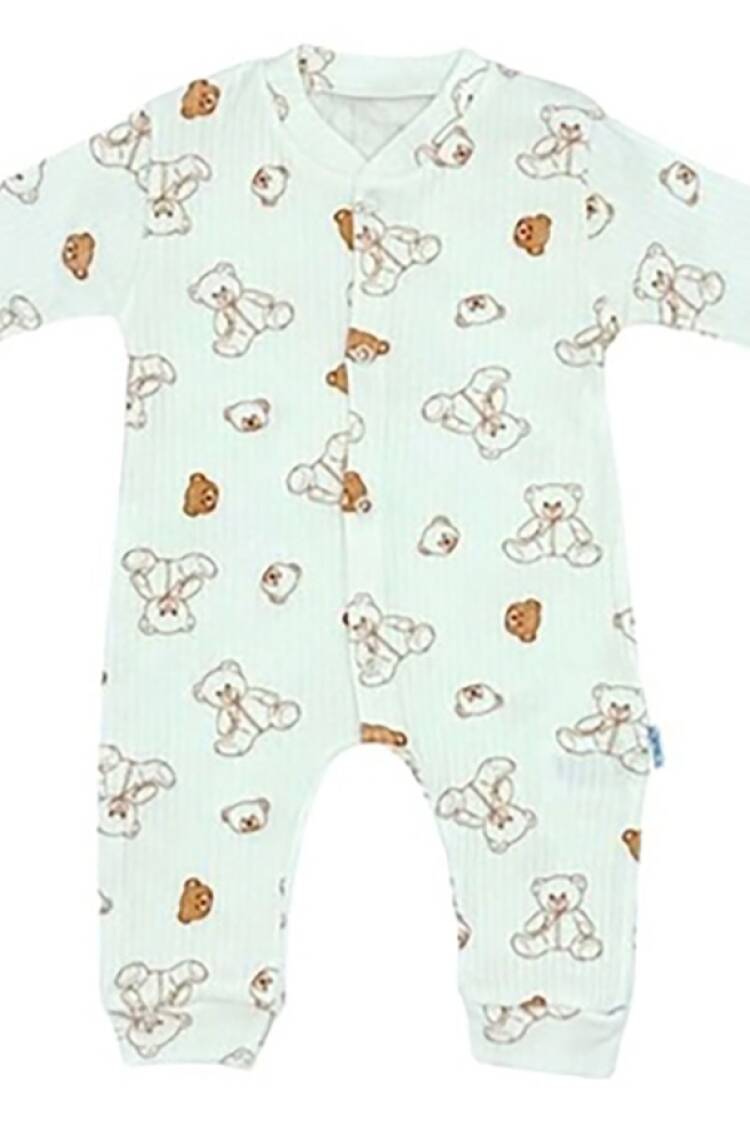Baby Rompers and Overalls - B1 - Ayıcık Desenli Raporlu Erkek Bebe Tulum - Brand: SÜPERMİNİ - Women & Kids, Baby Clothes Wholesale - Globality Store