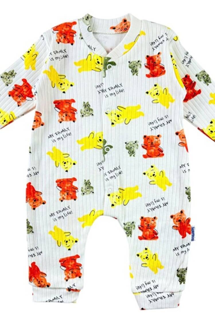 Baby Rompers and Overalls - B1 - Ayıcık Desenli Raporlu Unisex Bebe Tulum - Brand: SÜPERMİNİ - Women & Kids, Baby Clothes Wholesale - Globality Store