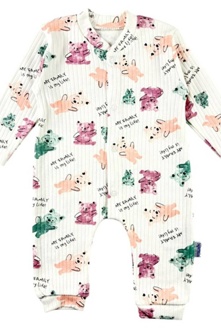 Baby Rompers and Overalls - B1 - Ayıcık Desenli Raporlu Unisex Bebe Tulum - Brand: SÜPERMİNİ - Women & Kids, Baby Clothes Wholesale - Globality Store