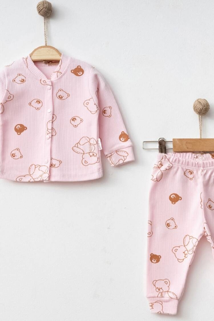 Baby Sets - B1 - Ayıcık Desenli Raporlu Unisex Pijama Takım - Brand: NAYINOM - Women & Kids, Baby Clothes Wholesale - Globality Store