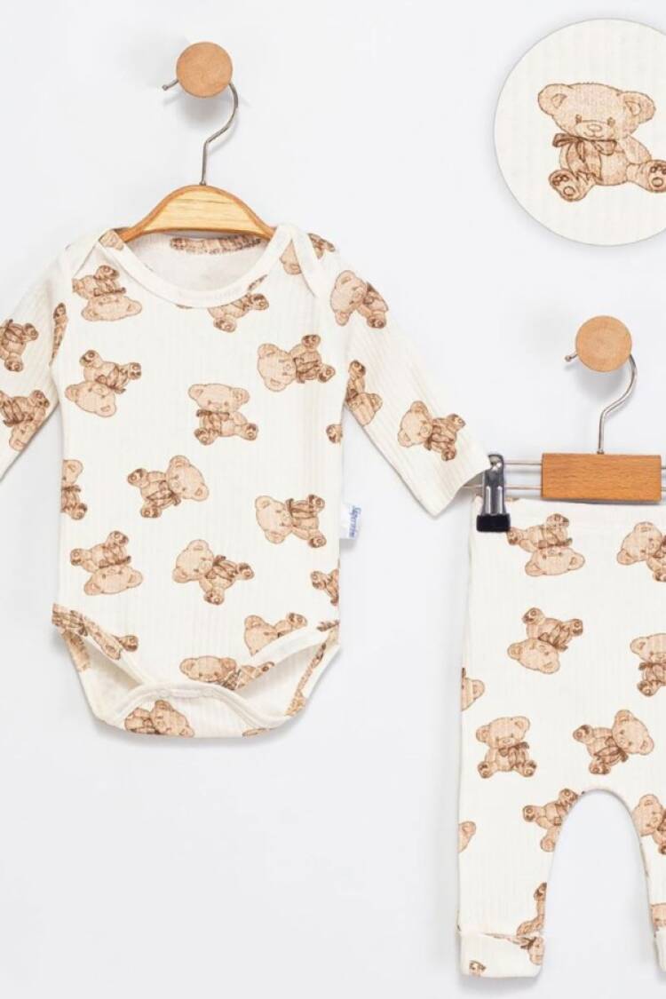 Baby Sets - B1 - Ayıcık Desenli Zıbın Takım - Brand: SÜPERMİNİ - Women & Kids, Baby Clothes Wholesale - Globality Store
