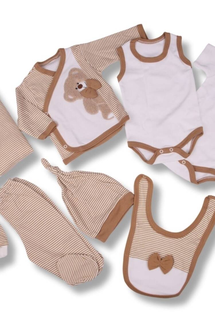Newborn - B1 - Ayıcık Nakışlı Erkek Bebe 10lu Hastane Çıkış Set - Brand: ZIPIR - Women & Kids, Baby Clothes Wholesale - Globality Store