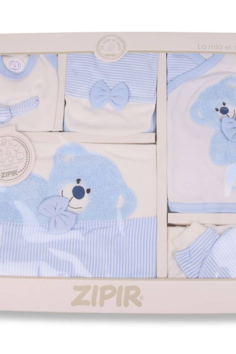 Newborn - B1 - Ayıcık Nakışlı Erkek Bebe 10lu Hastane Çıkış Set - Brand: ZIPIR - Women & Kids, Baby Clothes Wholesale - Globality Store