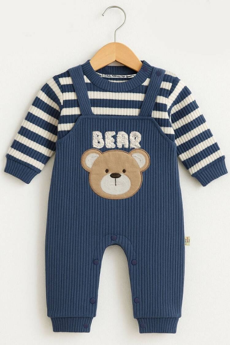 Baby Rompers and Overalls - B1 - Ayıcık Nakışlı Erkek Bebe Tulum - Brand: CAYZEN - Women & Kids, Baby Clothes Wholesale - Globality Store