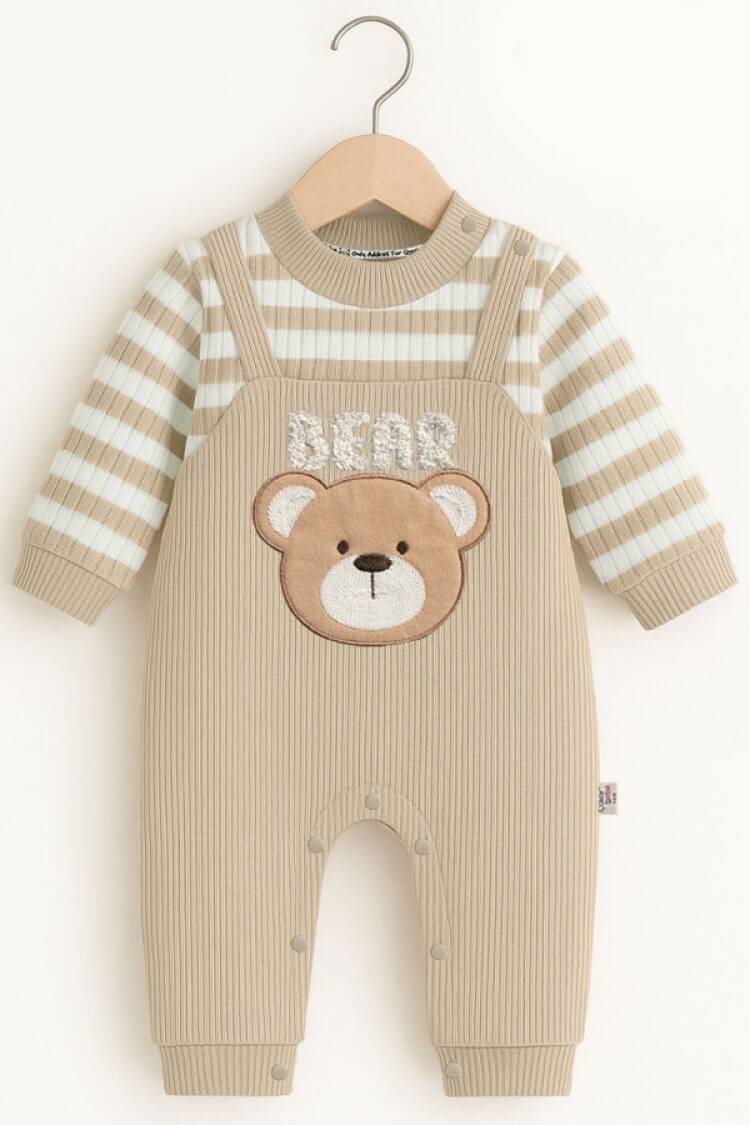 Baby Rompers and Overalls - B1 - Ayıcık Nakışlı Erkek Bebe Tulum - Brand: CAYZEN - Women & Kids, Baby Clothes Wholesale - Globality Store