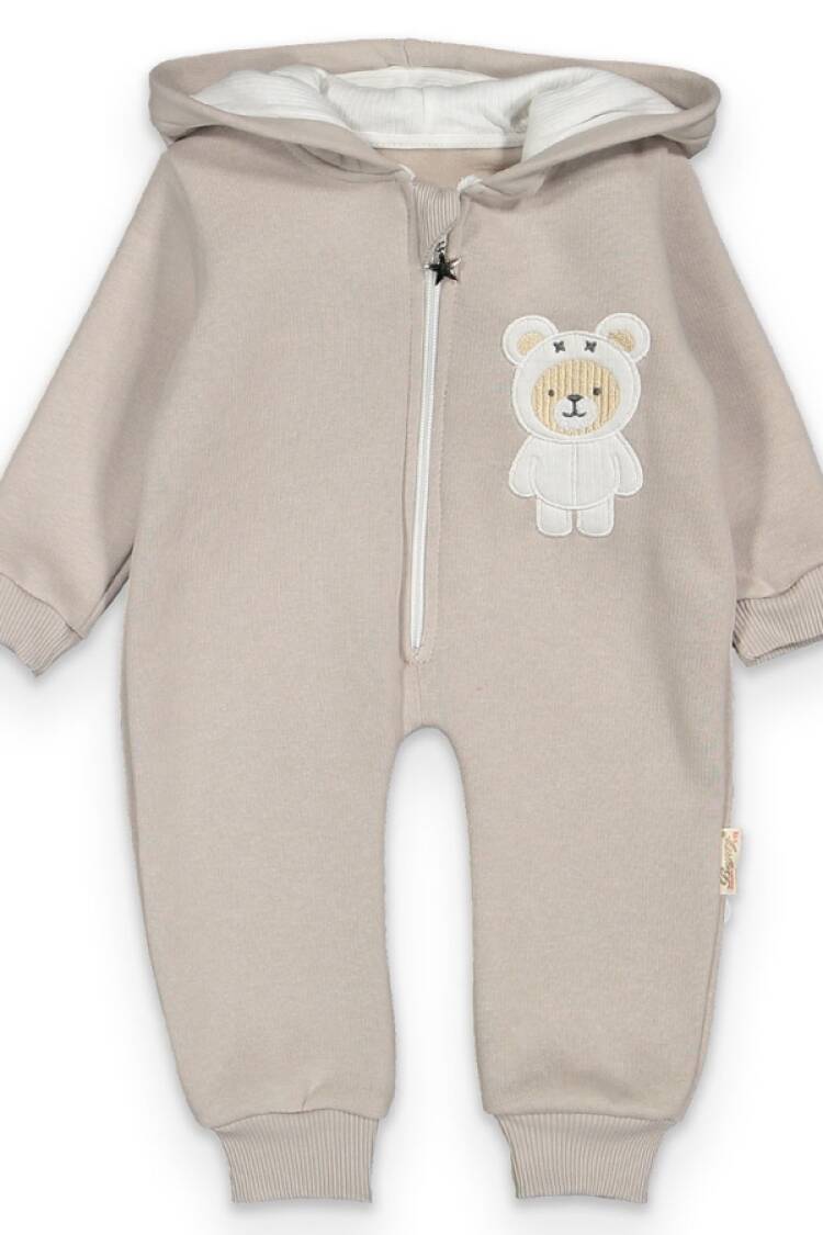Baby Rompers and Overalls - B1 - Ayıcık Nakışlı Erkek Bebe Tulum Şardonlu 3 İp - Brand: BEYAZ BEBEK - Women & Kids, Baby Clothes Wholesale - Globality Store