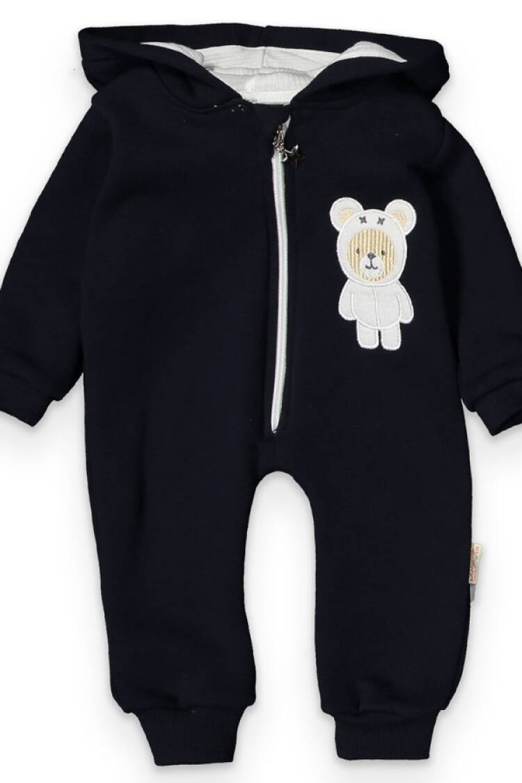 Baby Rompers and Overalls - B1 - Ayıcık Nakışlı Erkek Bebe Tulum Şardonlu 3 İp - Brand: BEYAZ BEBEK - Women & Kids, Baby Clothes Wholesale - Globality Store