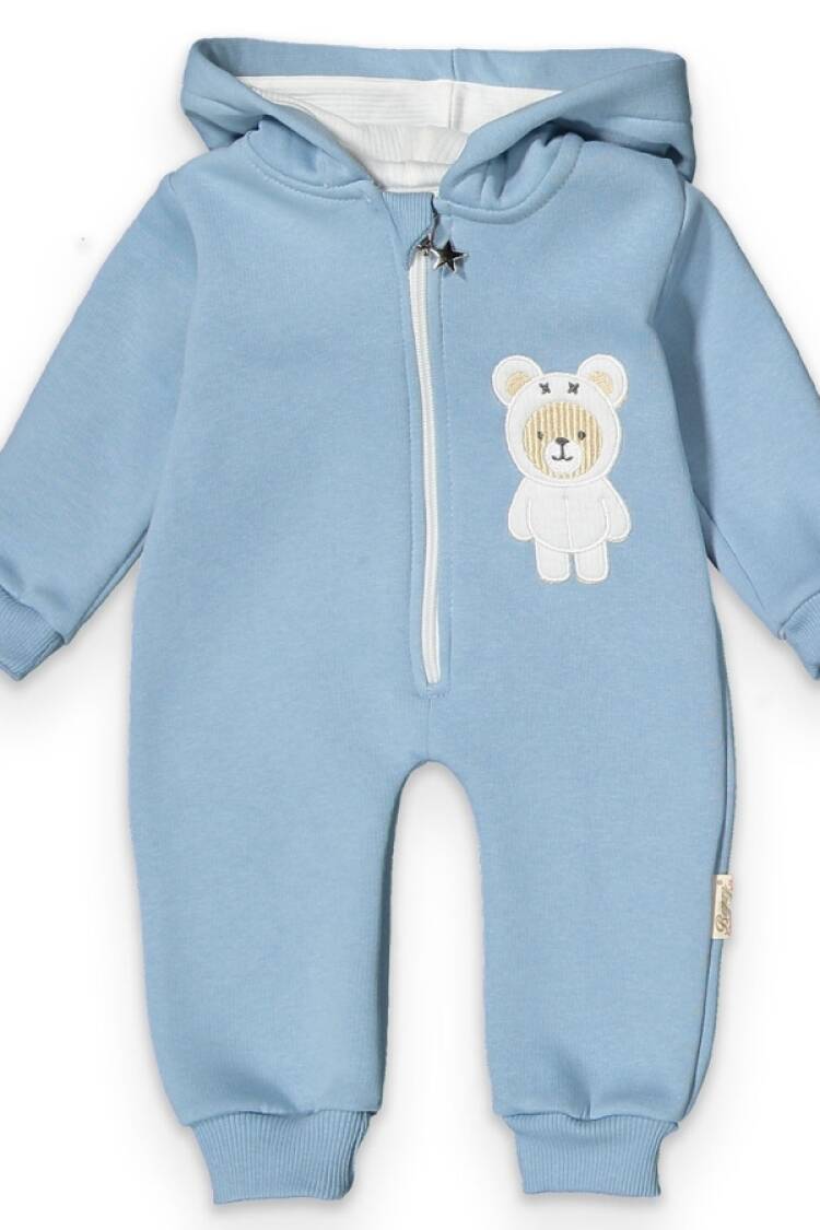 Baby Rompers and Overalls - B1 - Ayıcık Nakışlı Erkek Bebe Tulum Şardonlu 3 İp - Brand: BEYAZ BEBEK - Women & Kids, Baby Clothes Wholesale - Globality Store