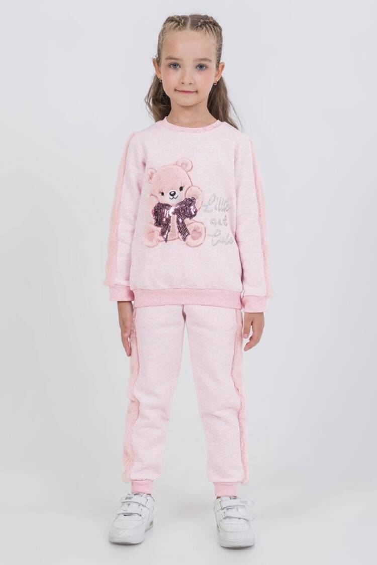Girls' Suits - B1 - Ayıcık Nakışlı Kız Takım Şardonlu 3 İp - Brand: MİSS MELİNDA - Women & Kids, Baby Clothes Wholesale - Globality Store