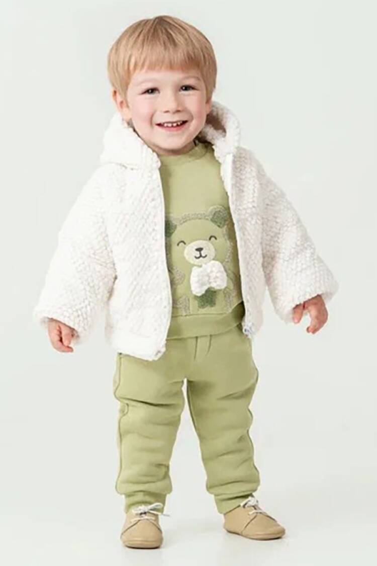 Baby Sets - B1 - Ayıcık Nakışlı Üçlü Erkek Bebe Takım - Brand: HİPPIL - Women & Kids, Baby Clothes Wholesale - Globality Store