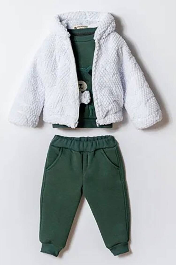Baby Sets - B1 - Ayıcık Nakışlı Üçlü Erkek Bebe Takım - Brand: HİPPIL - Women & Kids, Baby Clothes Wholesale - Globality Store