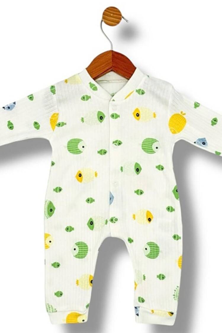 Baby Rompers and Overalls - B1 - Balık Desenli Raporlu Erkek Bebe Tulum - Brand: SÜPERMİNİ - Women & Kids, Baby Clothes Wholesale - Globality Store