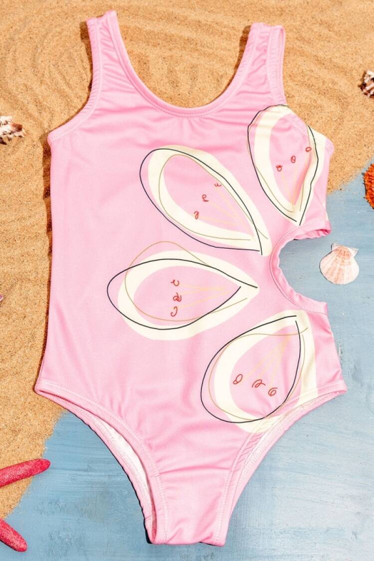 Mayo &amp; Deniz Şortu - B1 - Baskılı Kız Mayo - Brand: LYRA KİDS - Women & Kids, Baby Clothes Wholesale - Globality Store