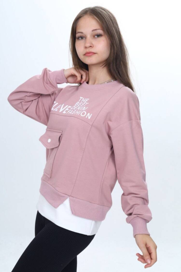 Girls' Tops - B1 - Believe Baskılı Kız Sweat - Brand: VIZVIZ - Women & Kids, Baby Clothes Wholesale - Globality Store