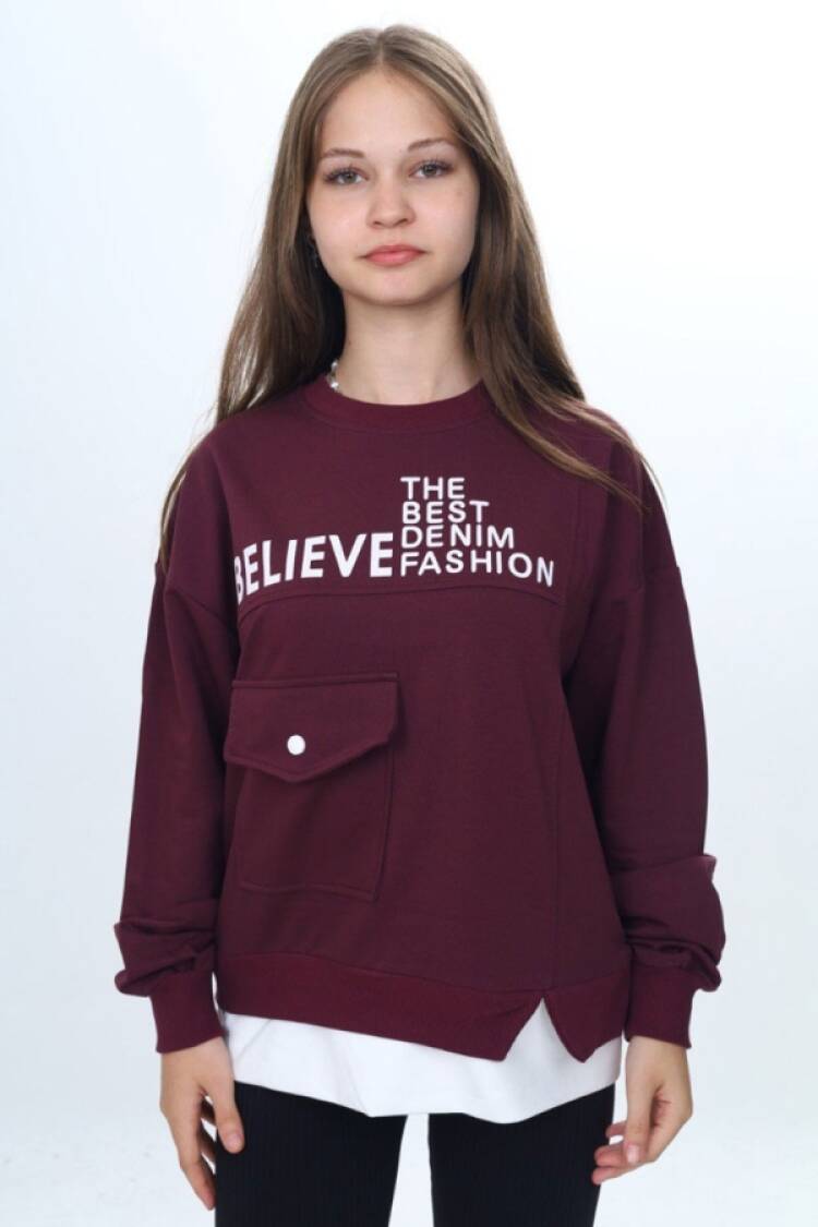 Girls' Tops - B1 - Believe Baskılı Kız Sweat - Brand: VIZVIZ - Women & Kids, Baby Clothes Wholesale - Globality Store