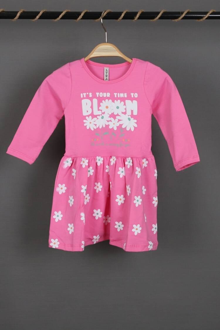 Girl's Dress - B1 - Bloom Baskılı Penye Elbise - Brand: LYRA KİDS - Women & Kids, Baby Clothes Wholesale - Globality Store
