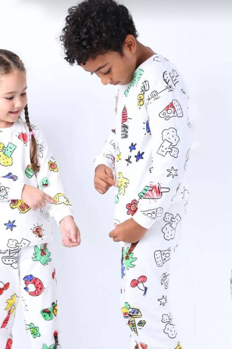 Boy's Pajamas - B1 - Boyanabilir ve Yıkanabilir Sürdürülebilir Unisex Pijama Takım - Brand: İSOBEL - Women & Kids, Baby Clothes Wholesale - Globality Store