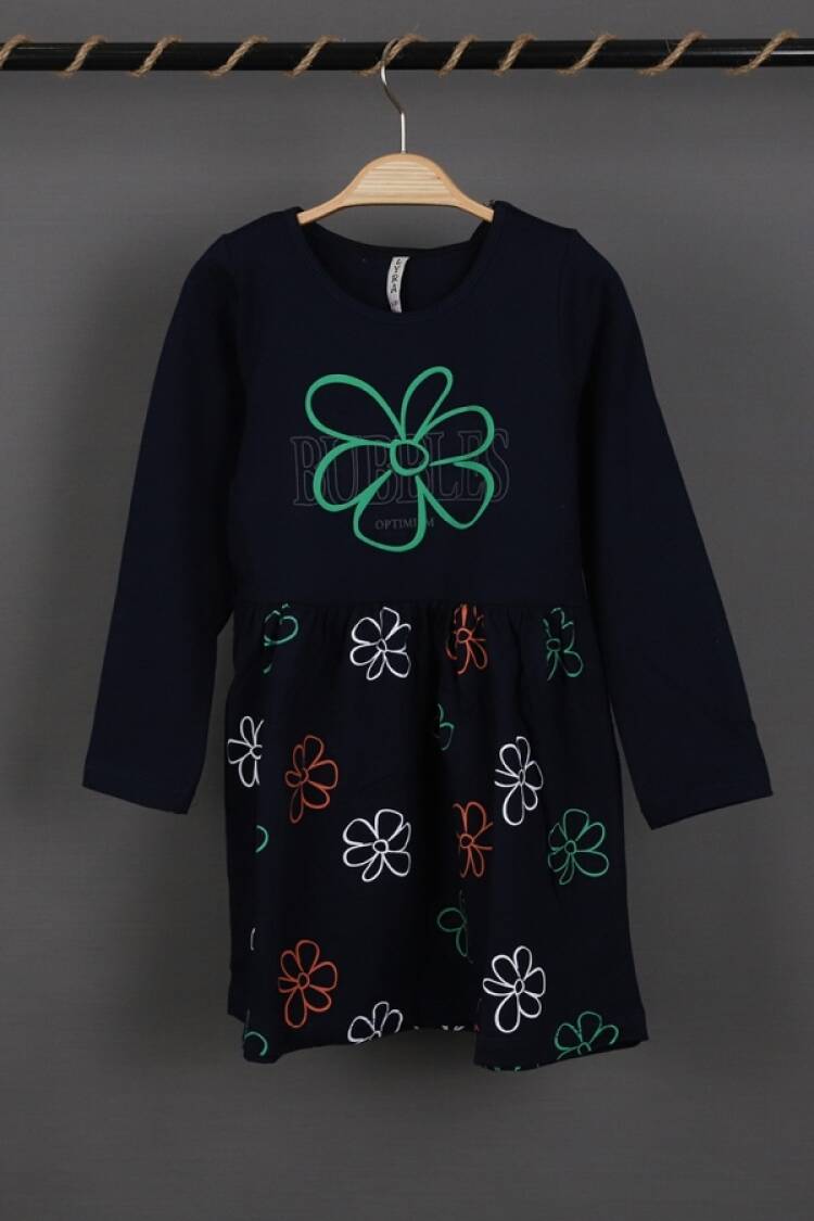 Girl's Dress - B1 - Bubbles Baskılı Penye Elbise - Brand: LYRA KİDS - Women & Kids, Baby Clothes Wholesale - Globality Store
