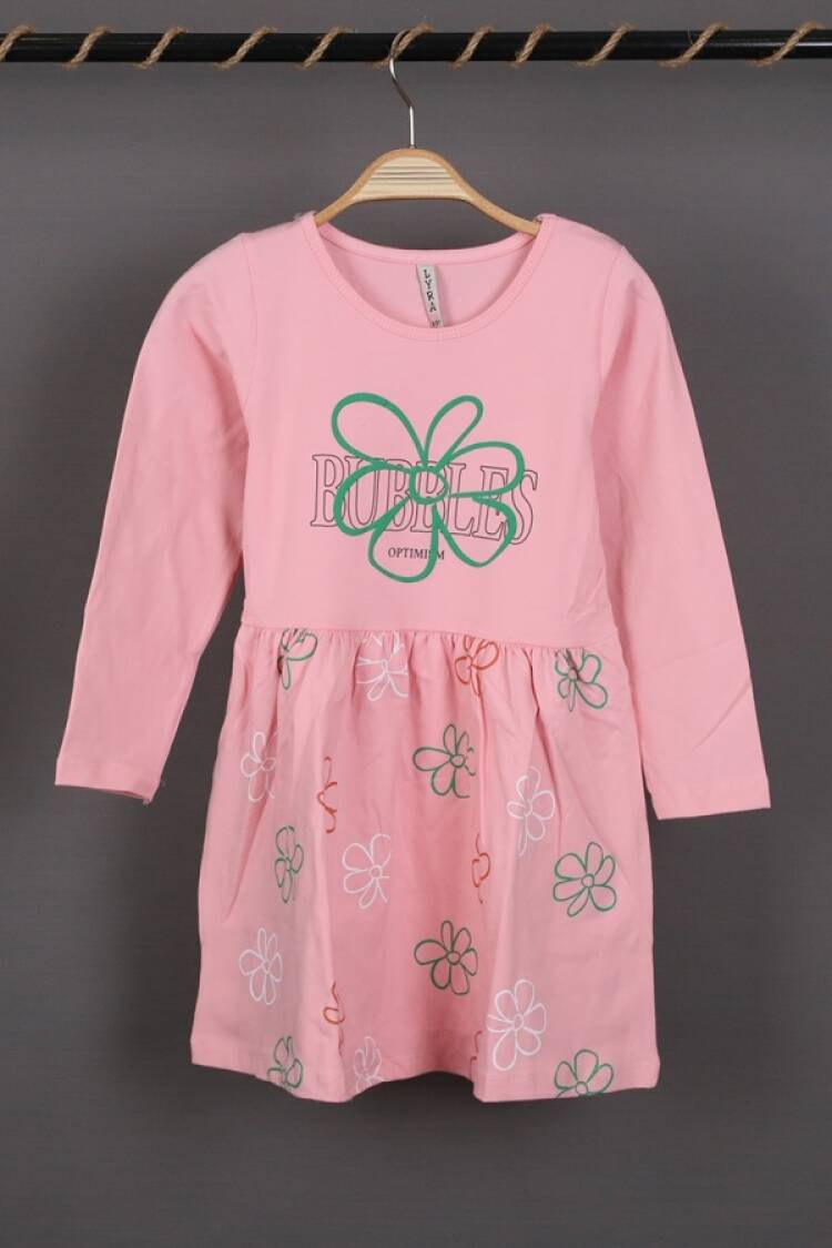 Girl's Dress - B1 - Bubbles Baskılı Penye Elbise - Brand: LYRA KİDS - Women & Kids, Baby Clothes Wholesale - Globality Store