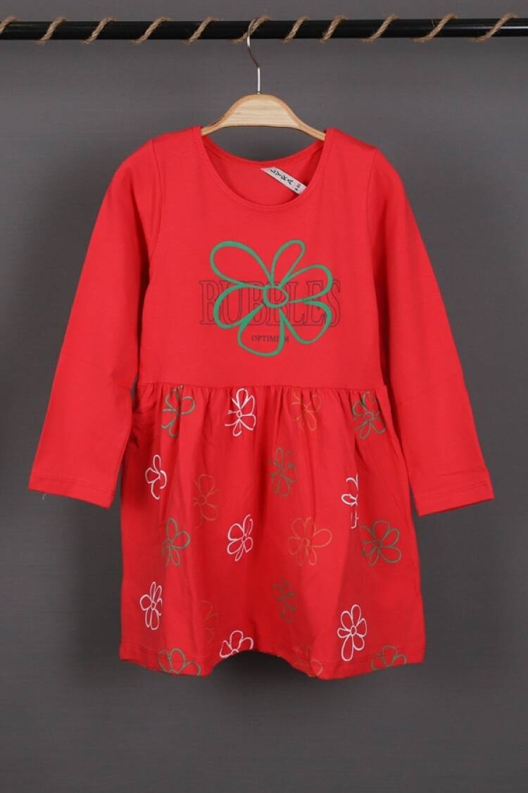 Girl's Dress - B1 - Bubbles Baskılı Penye Elbise - Brand: LYRA KİDS - Women & Kids, Baby Clothes Wholesale - Globality Store