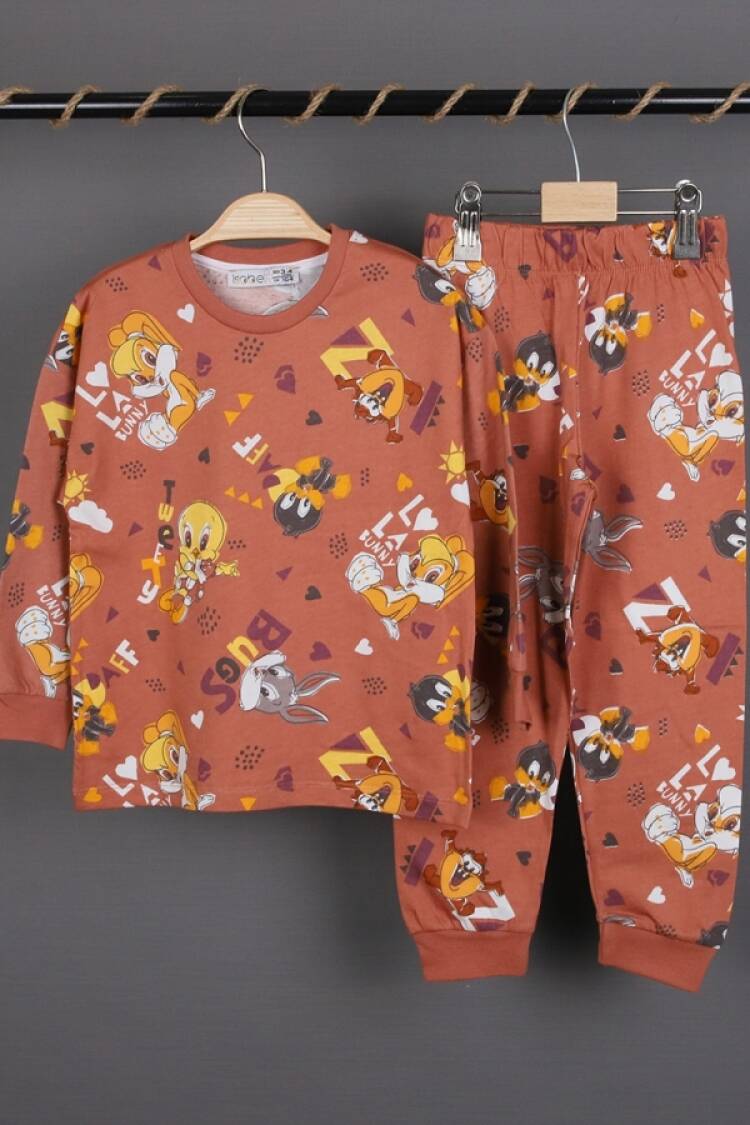 Girl's Pajamas - B1 - Bugs Bunny Desenli Kız Pijama Takım - Brand: İSOBEL - Women & Kids, Baby Clothes Wholesale - Globality Store