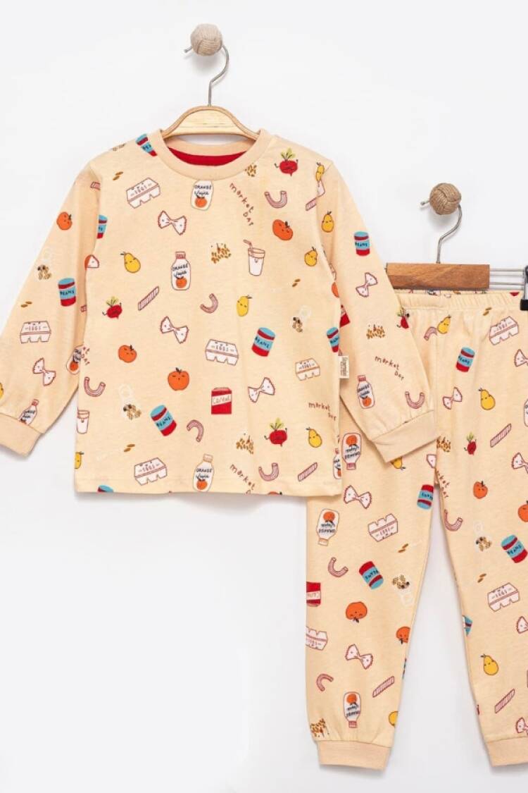 Girl's Pajamas - B1 - Candy Desenli Kız Pijama Takım - Brand: SÜPERMİNİ - Women & Kids, Baby Clothes Wholesale - Globality Store